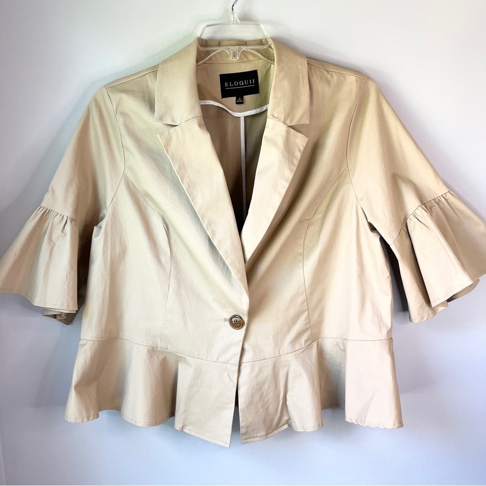 ELOQUII Tan Plus Size Crop Blazer